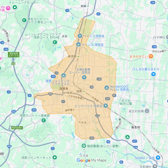 茂原市のUber Eats(ウーバーイーツ)配達エリア