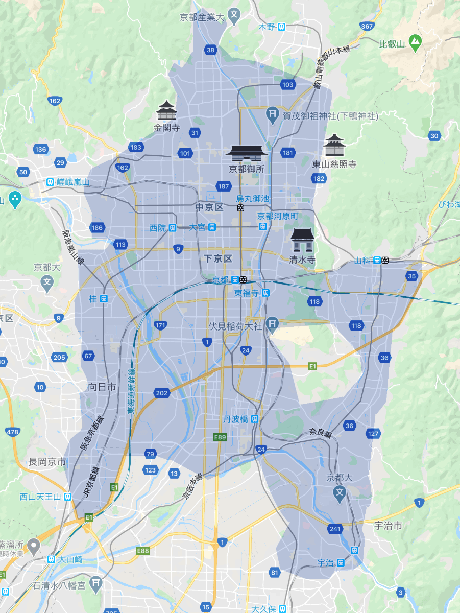 Uber Eats（ウーバーイーツ）京都のエリア