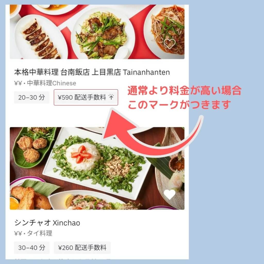 Uber Eats（ウーバーイーツ）の送料