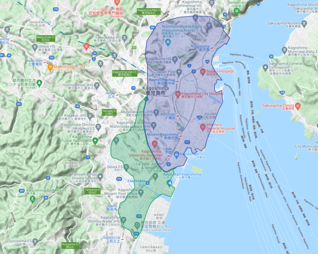 鹿児島県のUber Eats(ウーバーイーツ)エリア
