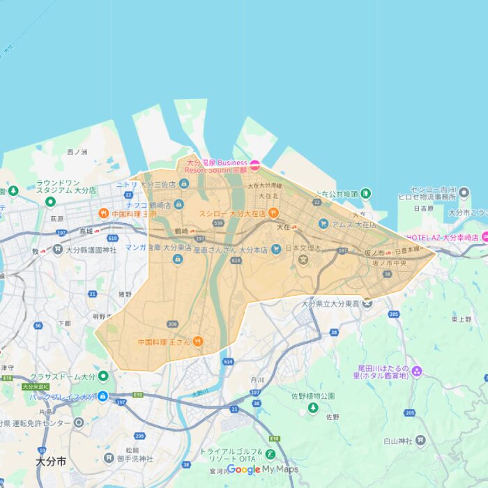 2025年に拡大した大分県大分市のUber Eats(ウーバーイーツ)配達エリア