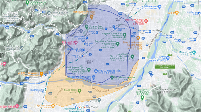 Uber Eats（ウーバーイーツ）長野県長野市のエリア