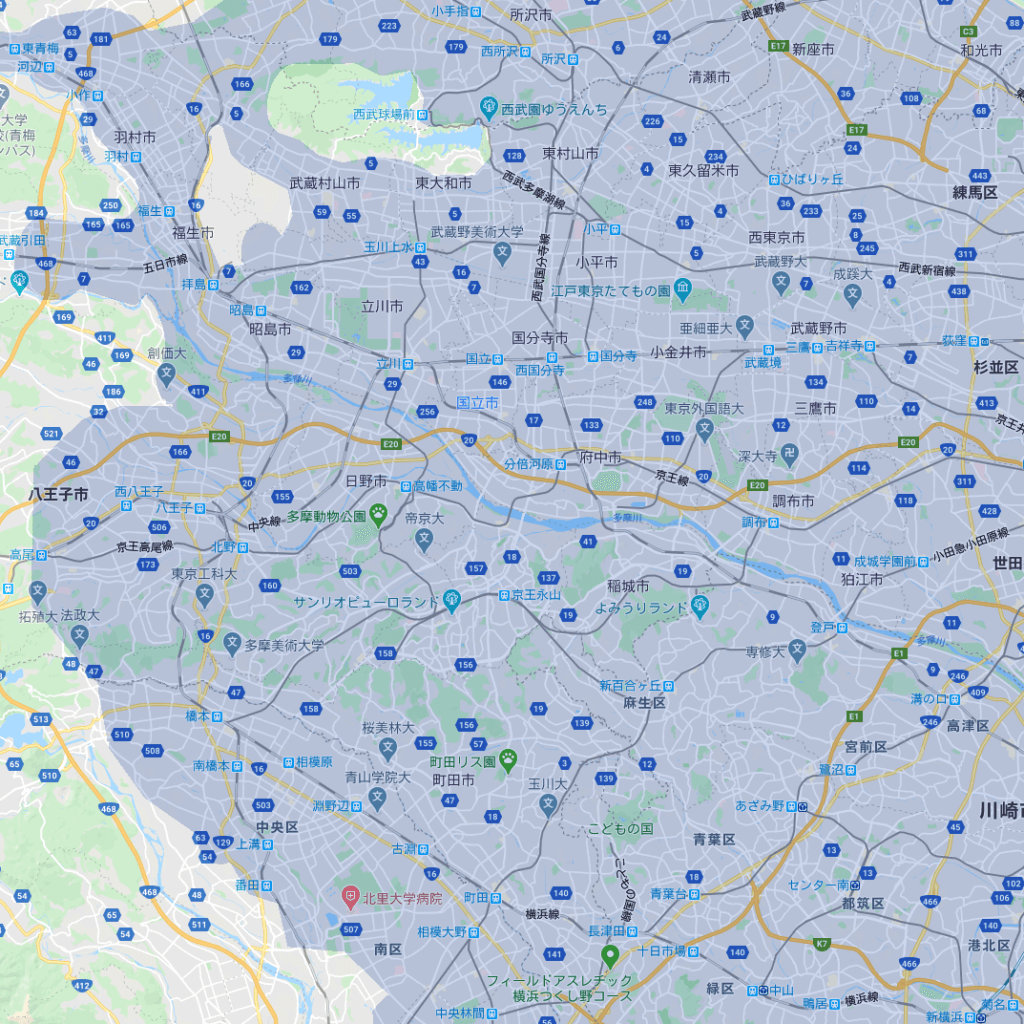 東京23区外のUber Eats(ウーバーイーツ)エリア