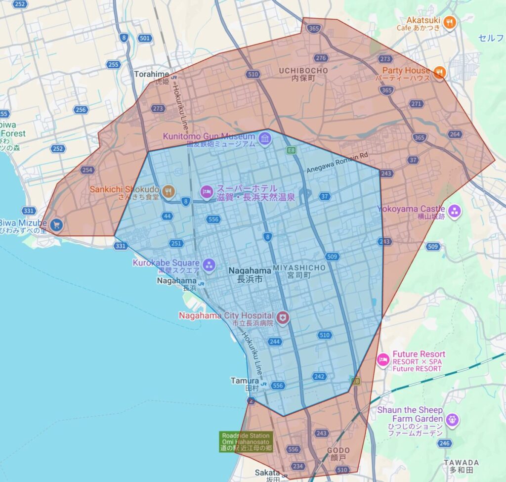 長浜市・米原市のUber Eats（ウーバーイーツ）配達エリア