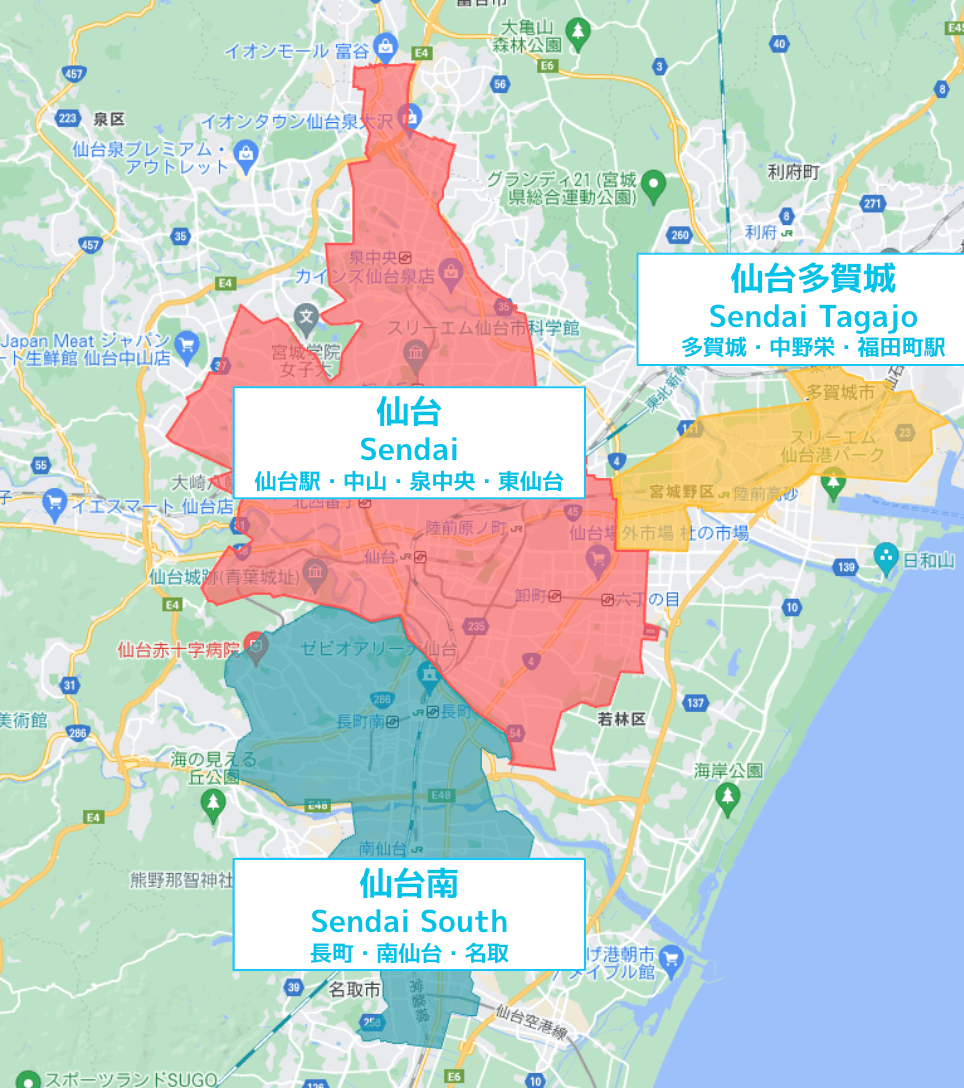 宮城県仙台市のWolt(ウォルト)エリア