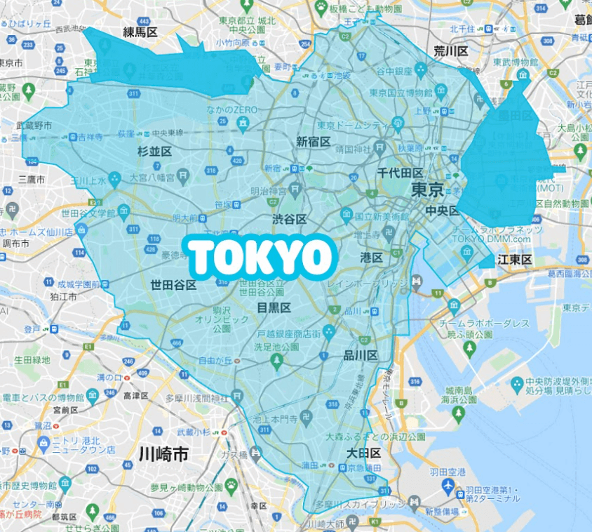 東京のWoltエリア