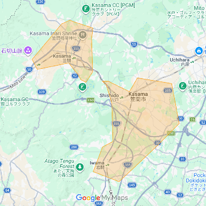 茨城県笠間市のUber Eats（ウーバーイーツ）配達エリア