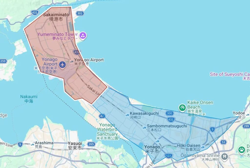 米子市・境港市のUber Eats（ウーバーイーツ）配達エリア