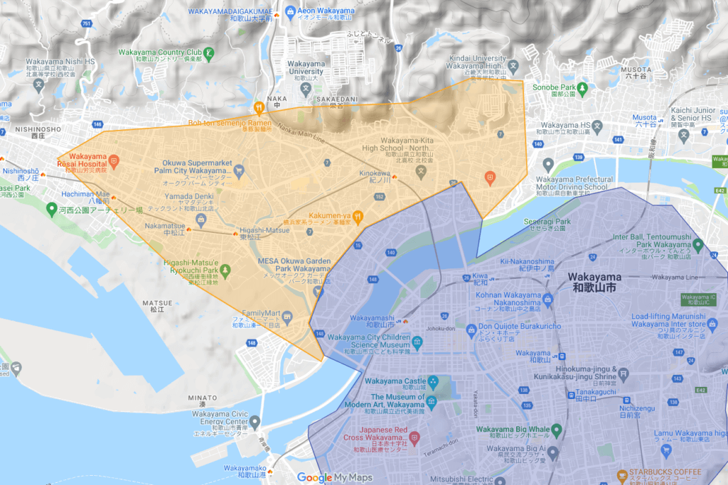 和歌山県のUber Eats(ウーバーイーツ)エリア