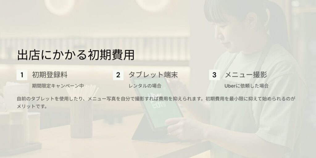 Uber Eats（ウーバーイーツ）の店舗出店に初期費用