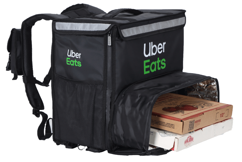 Uber Eats（ウーバーイーツ）公式配達バッグはバッグの下部が拡張する