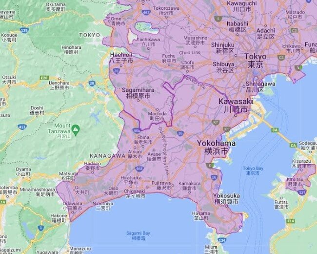 神奈川県のUber Eats(ウーバーイーツ)エリア