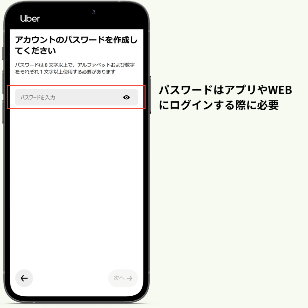 ウーバーイーツ配達員の登録方法-パスワードの登録