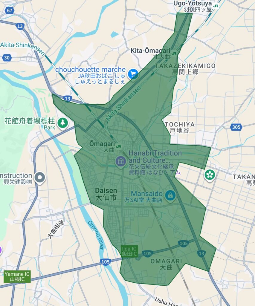 大仙市のUber Eats（ウーバーイーツ）配達エリア