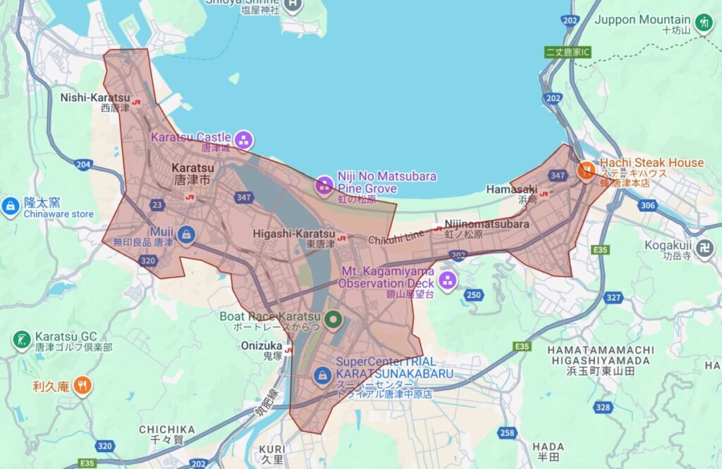 佐賀県唐津市のUber Eats（ウーバーイーツ）配達エリア