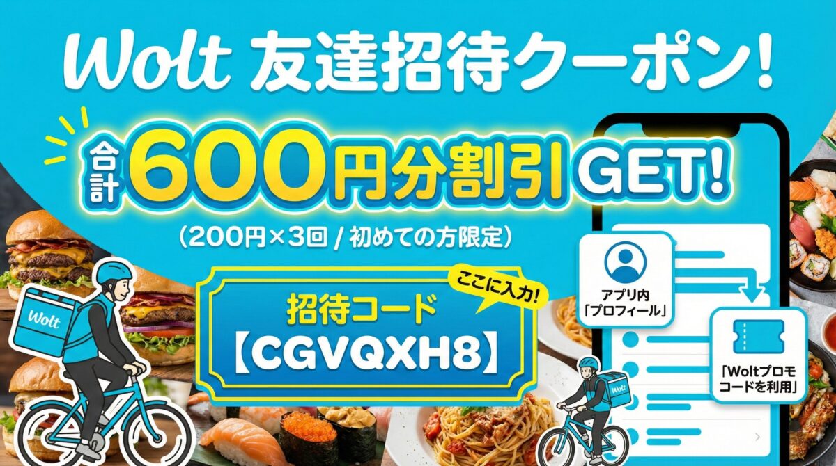 Wolt（ウォルト）友達招待クーポン