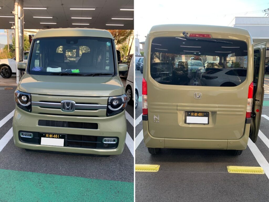 麻栄さんが配達に使用するホンダN-VAN(軽貨物)。黒ナンバーで事業用ナンバー