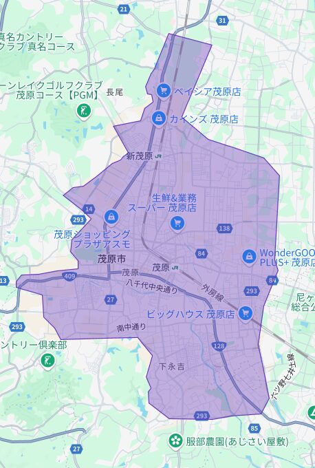 千葉県茂原市のUber Eats(ウーバーイーツ)配達エリア