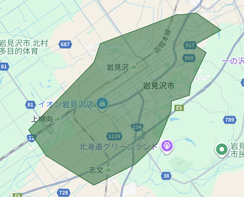 岩見沢市のUber Eats(ウーバーイーツ)配達エリア