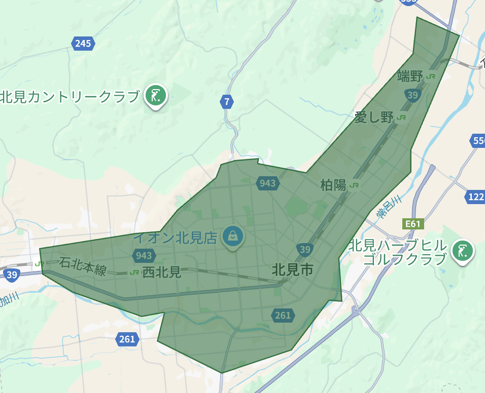 北見市のUber Eats(ウーバーイーツ)配達エリア